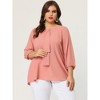 Agnes Orinda Women's Plus Size Stylish Tie Neck 3/4 Ruffle Sleeves Work Office Blouses - 2 of 4