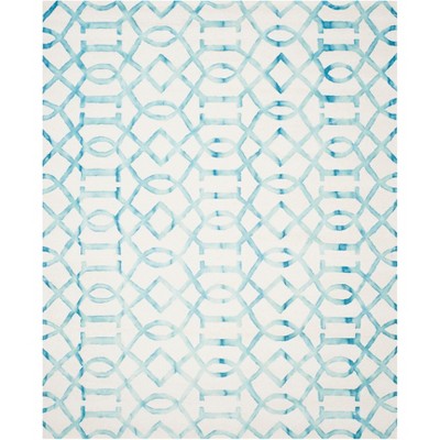 Ivory & Turquoise Hand-Tufted Wool 8' x 10' Area Rug