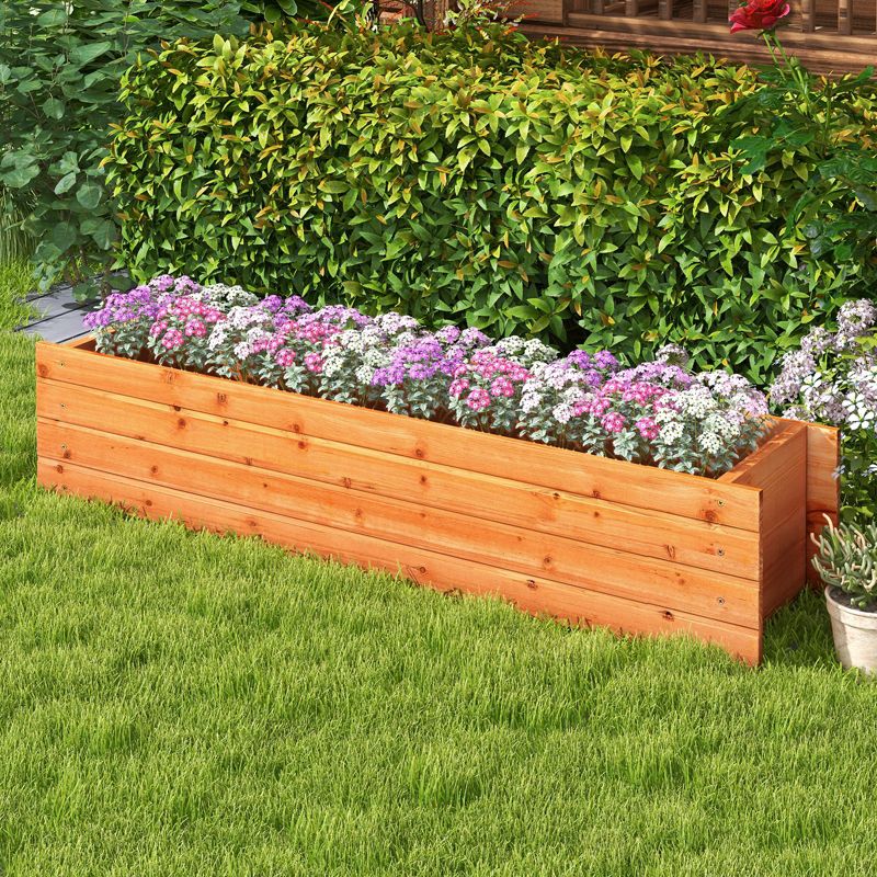 Tangkula Raised Garden Bed, 44" x 11" x 10" Wood Rectangle Planter Box with Drainage Holes Water-resistant Paint, 2 of 9