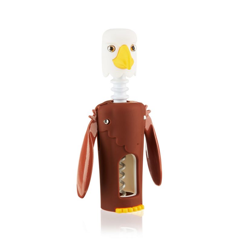 True Zoo Bald Eagle Winged Corkscrew Soft-Touch Wine Bottle Cork Opener Remover, 1 of 8