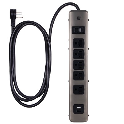 GE 5 Outlet Designer Brushed Nickel Surge  Protector