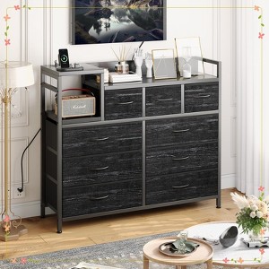 Modern TV Stand with Built-in Charging Station, 9 Drawer Bedroom Dresser - 1 of 4
