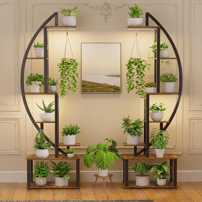 Simple Trending Plant Stand Indoor with Grow Lights, 7 Tiered Metal Plant Shelf, 76'' Heavy Duty Plant Holder for Plants Multiple, Black