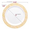 Smarty Had A Party 10.25" White w/ Pink and Gold Rim Plastic Dinner Plates - 120 pcs - 3 of 4