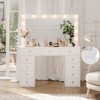 Makeup Vanity Desk with Mirror & 12 LED Lights, White Dressing Table with 11 Drawers, Glass Top, 3 Lighting Modes & Power Outlet - 2 of 4