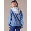 INSPIRE CHIC Women's Long Sleeve Button Down Detachable Hoodie Jean Jacket - 4 of 4