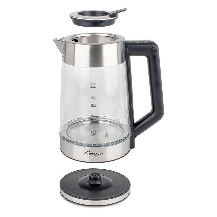 Capresso H2O Glass Select Electric Water Kettle: 68oz Rapid-Boil, LED Indicator, Stainless Steel Lid, 1500W Heater, 3 of 15