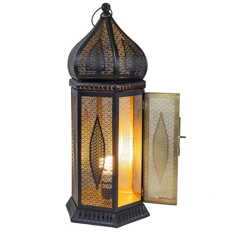 Northlight 23.5" Black and Gold Moroccan Style Lantern Table Lamp, 3 of 5