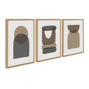 Kate and Laurel Sylvie Arch Sunrise Moon Abstract Framed Canvas Set by The Creative Bunch Studio, 3 Piece 18x24, Natural - 1 of 4