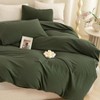 3 Piece Duvet Cover Set, Full Size, 100 Washed Cotton, Zipper Cover 2 Pillowcases, Breathable, Cozy, Simple Style, Avocado Green - 4 of 4