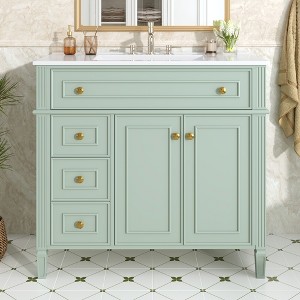GDFStudio Joyce 36" Solid Wood Bathroom Vanity with Sink and Storage Drawers - 1 of 4