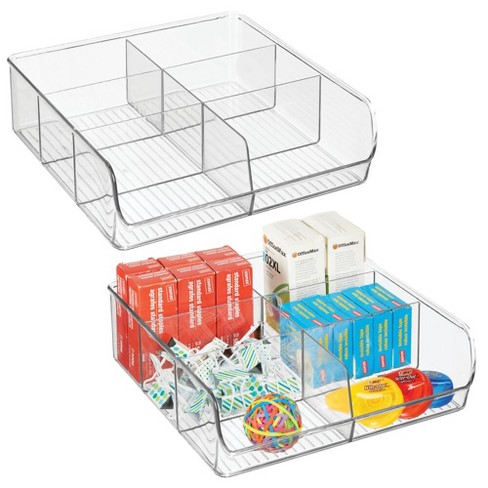 Mdesign Plastic Office Storage Organizer Caddy Tote With Handle, 4 Pack -  Clear : Target