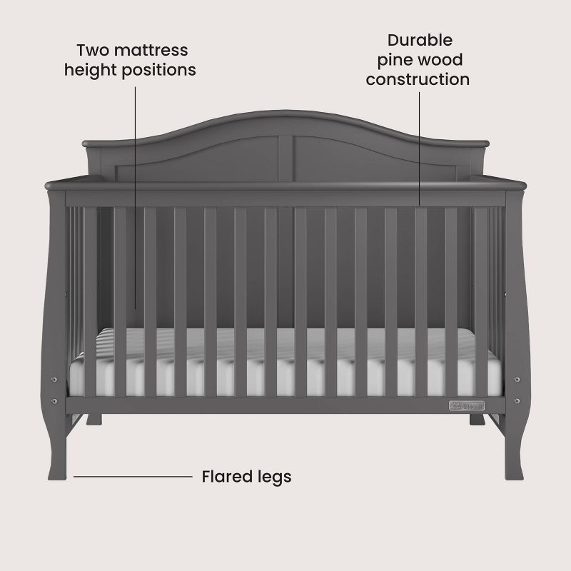 Child Craft Camden 4-in-1 Convertible Crib - Cool Gray, 4 of 10