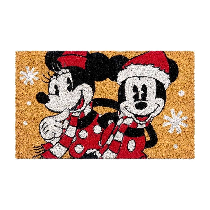 1&#39;5&#34;x2&#39;5&#34; Minnie and Mickey Winter Coir Doormat Red - Disney, 1 of 5