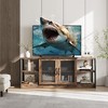 Farmhouse TV Stand for 65/75 Inch TVs, Industrial Entertainment Center With Double Mesh Doors - 3 of 4