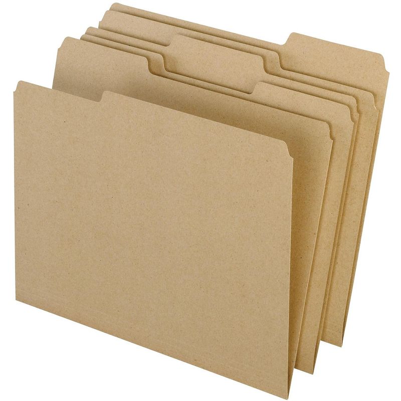 Pendaflex Earthwise Recycled Colored File Folders 1/3 Top Tab Letter Natural 100/BX 04342, 2 of 3