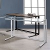GlasFlength Desks Metal Frame Rustic Computer Desk Gaming Desk Home Office Desk Simple Design for Small Spaces, Brown, 47"*24"*30" - 3 of 4
