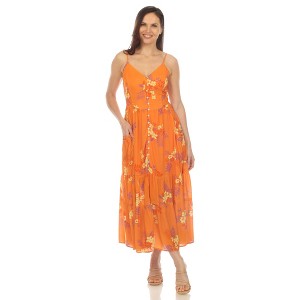White Mark Women's V-Neck Floral Print Maxi Sun Dress - 1 of 4