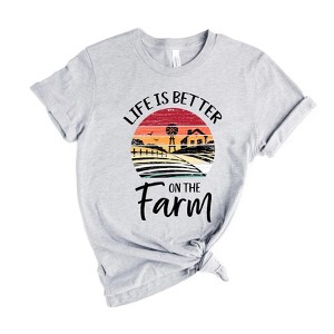 Simply Sage Market Women's Life Is Better On The Farm Sunset Short Sleeve Graphic Tee - 1 of 2