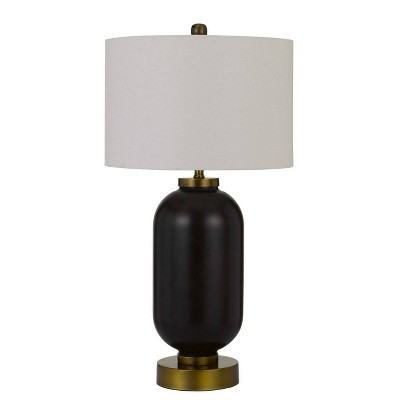 34" Sycamore Glass Table Lamp with Drum Shade Antique Brass/Black - Cal Lighting