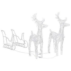 vidaXL Christmas Decoration Lighted Reindeer and Sleigh with LEDs Acrylic - Cold White 7.1" x 3.3" x 21.7" (2 pcs) - 1 of 4