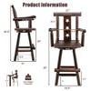Costway Wooden Bar Stool Swivel Bar Height Kitchen Patio Chair with Back & Armrest Brown - 4 of 4
