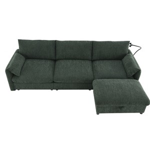 97" Sectional Sofa Chenille L Shaped Couch with Storage Ottoman Adjustable Phone Holder Wide Seat Comfy Sofa for Living Room - 1 of 4