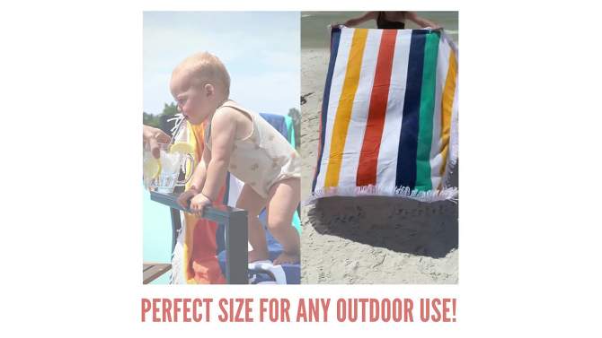 Square Retro Striped Beach Towel  - Sand &#38; Surf, 2 of 7, play video
