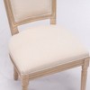 Gulches French Style Dining Chairs Set of 2, White Linen Upholstery, Square Back, Solid Wood Frame, Ergonomic Support - 3 of 4