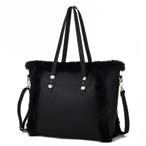 MKF Collection Liza Vegan Leather with faux fur Women’s Tote Bag by Mia K - 1 of 4