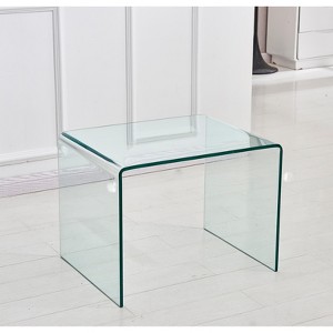 Spassway Tempered Glass End Table Clear Side Tables with Waterfall Edges Modern Transparent Glass Sofa Coffee Table for Living Room Bedroom Office - 1 of 4