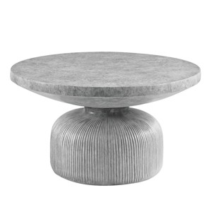 HomeRoots 30" Gray Cement Round Pedestal Coffee Table - 1 of 4