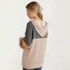 Anna-Kaci Women's Long Sleeve Color Block Knit Hoodie with Drawstring and Relaxed Fit - 2 of 4