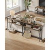 Console Table with Power Outlet, 39.4 Inch Narrow Sofa Table with 2 Shelves, Charging Station for Living Room Entryway, Rustic Brown & Black - 4 of 4