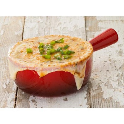 Red Ceramic French Onion Soup Crocks with Handles, Set of 4
