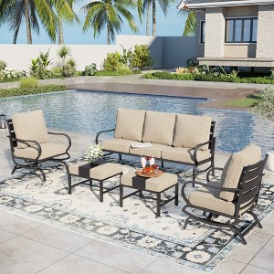 Captiva Designs 5 PCS Metal Patio Furniture Conversation Set with Rocking Armchairs for Garden Porch Backyard - 1 of 4