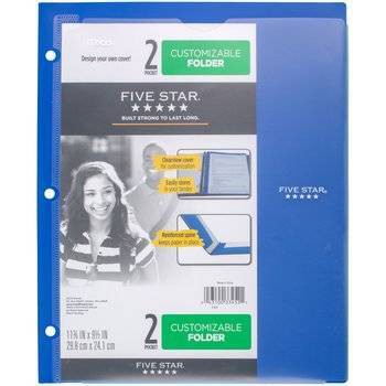 Mead Five Star 2 Pocket Plastic Folder (Colors May Vary)