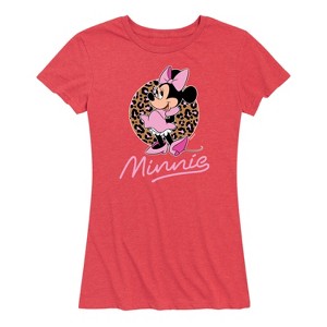 Women's - Disney - Minnie Mouse Leopard Print Silhouette Short Sleeve Graphic T-Shirt - 1 of 4