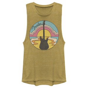 Juniors Womens Fender 70s Guitar Silhouette Festival Muscle Tee - 1 of 4
