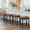 Counter Height Bar Stools, 24 Inch Saddle Backless Bar Stools Set of 3, Faux Leather Counter Stools with Metal Legs, Modern Kitchen Island stools - 2 of 4