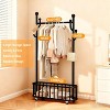 Rolling Clothing Rack with Wheels and Basket Storage, Metal Moveable Large Coat Rack Decorative Clothing Racks for Bedroom Boutiques - 3 of 4