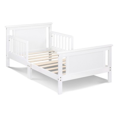 Infurnic Beds, Toddler Single Bed with Safety Guardrails and Headboard, Low To Floor Design for Toddler Children, White, 70"*36"*27"