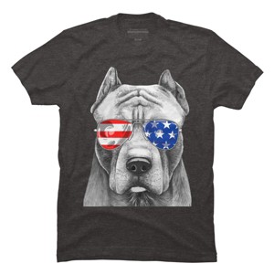 Men's Design By Humans American Pitbull With Sunglasses By T-Shirt - 1 of 2