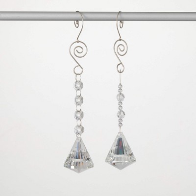 6.75"H Sullivans Dangling Gem Christmas Ornament Set of 2, Clear, Christmas Tree Decor