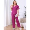 INSPIRE CHIC Womens Silky Pajama Sets Soft Lounge Sets Summer Pajamas Satin Short Sleeve V-neck - 2 of 4