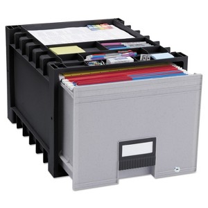 Storex Archive Storage Drawers with Key Lock, Letter Files, 15.25" x 18" x 11.5", Black/Gray - 1 of 1