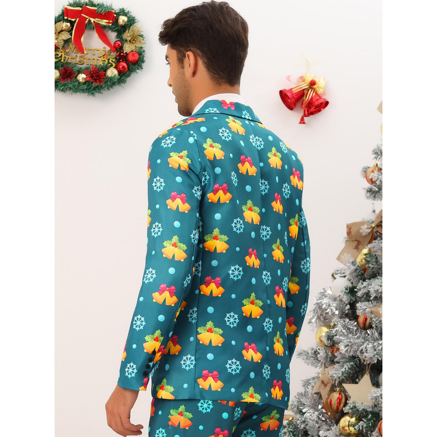 Мужские пиджаки TATT 21 Halloween Graphic Printed Party Costume Blazers Lake Blue, цвет: Синий — фото 3