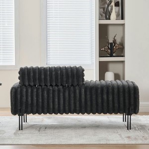 Resenkos 49.6" Wide Upholstered Mini Loveseat with Metal Legs, 2-Seater Small Sofa End of Bed Bench Window Ottoman Footrest, - 1 of 4