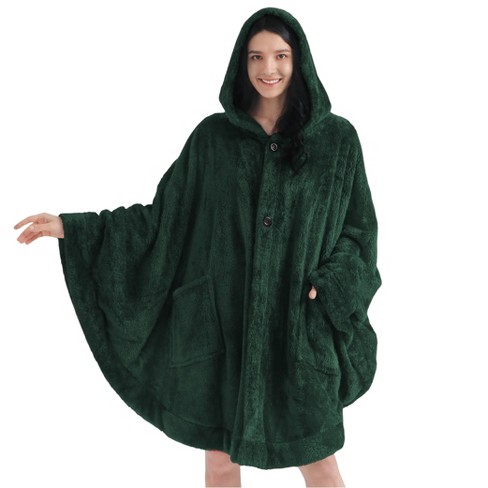 Cozy Blanket Hoodie Furry Hoodie Throw Cloak Wrap Plush Portable