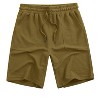 Men's Shorts with Pocket Casual Lounge Shorts Pants Summer Waffle Shorts Drawstring Elastic Waist Running Shorts - Olive Green S - 2 of 4